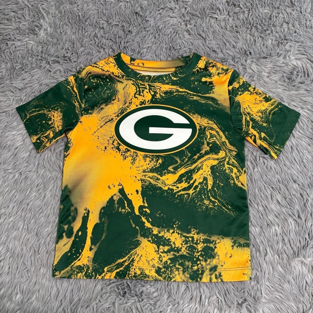 NFL Green Bay Packers Drifit Tee Green Yellow Toddler 4/4T Game Day Athletic